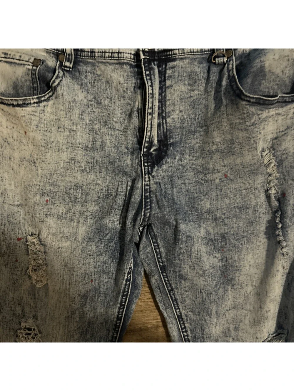 Blind Trust Mens Stretch Paint Splash Jeans Orange Side Stripes Sz. 40/34